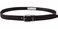 Black Leather Chrome Logo Metal Buckle Belt 1