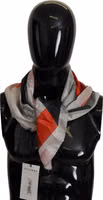 Gray Red Silk Shawl Foulard Wrap Scarf 1