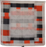 Gray Red Silk Shawl Foulard Wrap Scarf 4