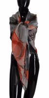 Gray Red Shawl Foulard Wrap  Scarf 1