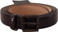 Black Patent Leather Logo Metal Waist Buckle Belt 1