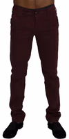 Maroon Cotton Stretch Skinny Casual Men Pants 1