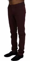 Maroon Cotton Stretch Skinny Casual Men Pants 3