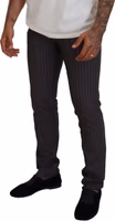 Brown Stripes Slim Fit Men Pants 4