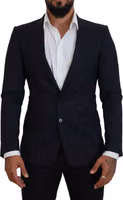Blue Wool Slim Fit Formal Coat Blazer 1