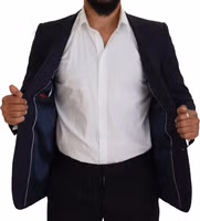 Blue Wool Slim Fit Formal Coat Blazer 5