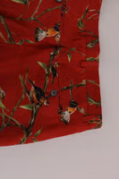 Red Silk Bird Print Dress Pants 5
