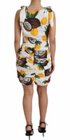 White Coconut Print Sheath Mini Silk Dress 3