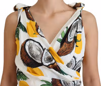 White Coconut Print Sheath Mini Silk Dress 4