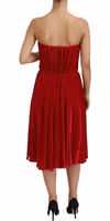 Pink Viscose Stretch Strapless A-line Dress 3