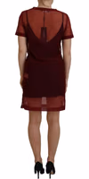 Maroon Nylon Two Layer Shift Mini Dress 3