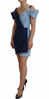 Two Tone Blue Patchwork Denim Mini Dress 2