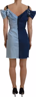 Two Tone Blue Patchwork Denim Mini Dress 3