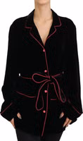 Black Button Belted Blazer Viscose Jacket 1