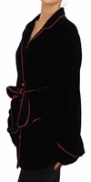 Black Button Belted Blazer Viscose Jacket 2