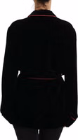 Black Button Belted Blazer Viscose Jacket 3