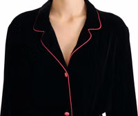 Black Button Belted Blazer Viscose Jacket 4