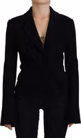 Black Button Cardigan Blazer Viscose Jacket 1