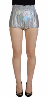 Silver Holographic High Waist Hot Pants Shorts 1