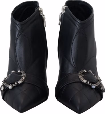 Black Devotion Quilted Buckled Ankle Boots Shoes
