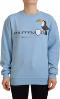 Light Blue Logo Printed Long Sleeves Sweater 1