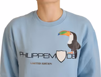 Light Blue Logo Printed Long Sleeves Sweater 4