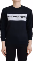 Black Printed Long Sleeves Pullover Sweater 1