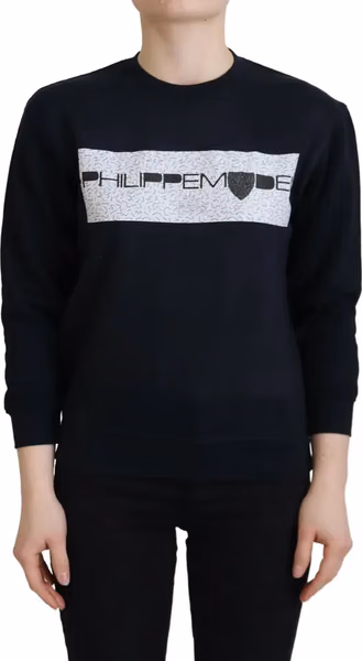 Black Printed Long Sleeves Pullover Sweater