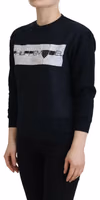 Black Printed Long Sleeves Pullover Sweater 2