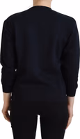 Black Printed Long Sleeves Pullover Sweater 3