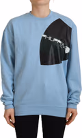 Light Blue Logo Printed Long Sleeves Sweater 1