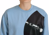 Light Blue Logo Printed Long Sleeves Sweater 4