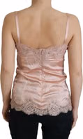 Pink Satin Lace Roses Tank Top Lingerie 3