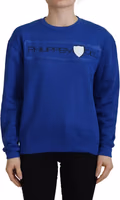 Blue Printed Long Sleeves Pullover Sweater 1