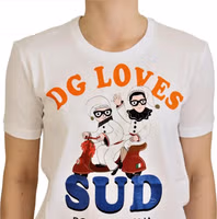 تيشيرت قطني أبيض بطبعة DG LOVES SUD 2