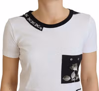 White Cotton T-shirt Crewneck T-shirt 4