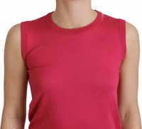 Pink Silk Vest Pullover Crewneck Tank Top 4