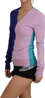 Multicolor V-neck Viscose Long Sleeves Sweater 2