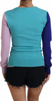 Multicolor V-neck Viscose Long Sleeves Sweater 3