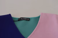 Multicolor V-neck Viscose Long Sleeves Sweater 5