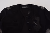 Black Floral Lace Button Cardigan Sweater 5