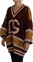 Multicolor Lace V-neck Pullover Sweater 2