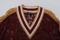 Multicolor Lace V-neck Pullover Sweater 5