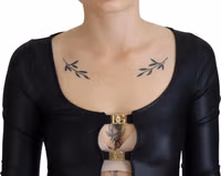 Black Cotton Stretch Open Chest 3/4 Sleeve Top 4