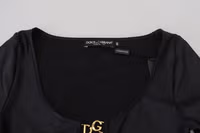 Black Cotton Stretch Open Chest 3/4 Sleeve Top 5