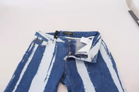Cobalt Blue Stripes Skinny Denim Cotton Jeans 4