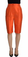 Orange Silk High Waist Cropped Pants 1