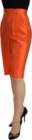 Orange Silk High Waist Cropped Pants 2