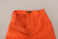 Orange Silk High Waist Cropped Pants 4