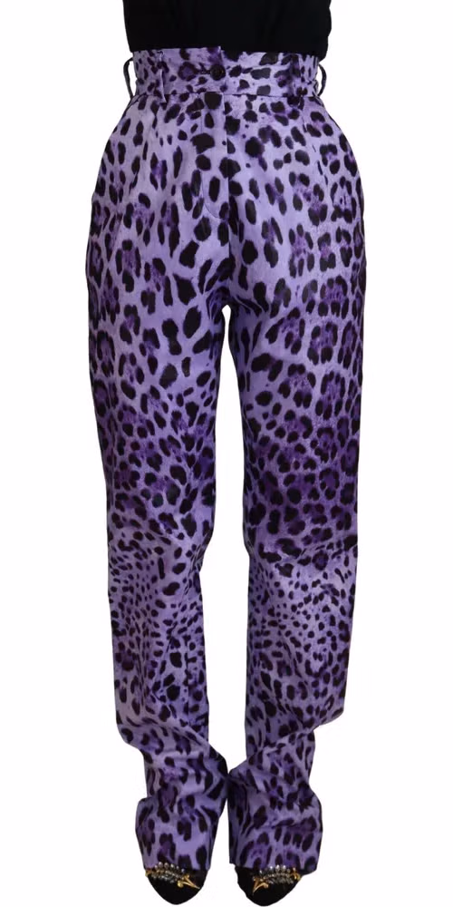 Purple Leopard Print High Waist Pants